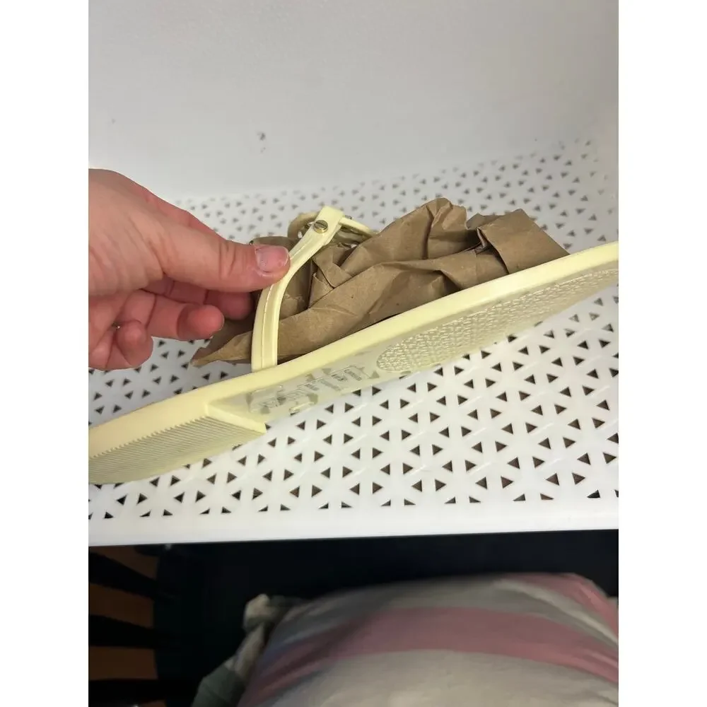 Tory Burch Mini Miller Butter Yellow Plastic Jelly Slide Thong Sandals Size 9
